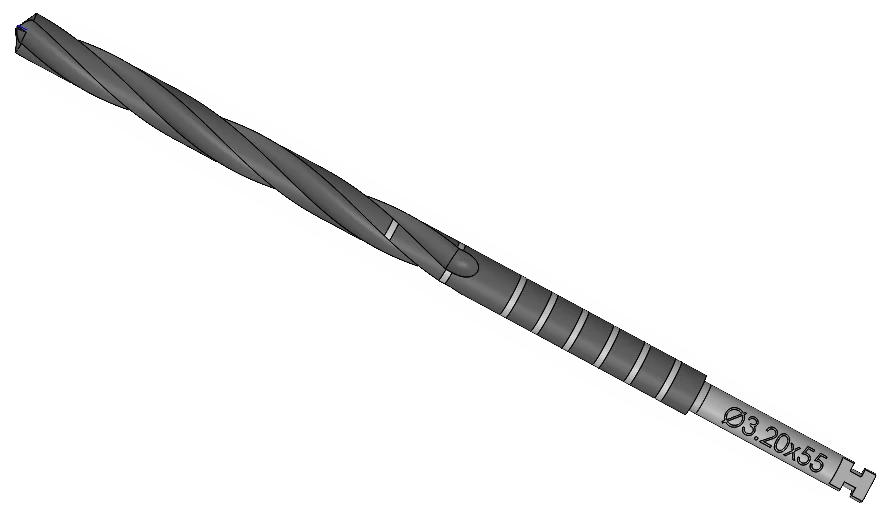 Twist drill, Ø3.20 × 55 mm, ZE Series Surgical Kit