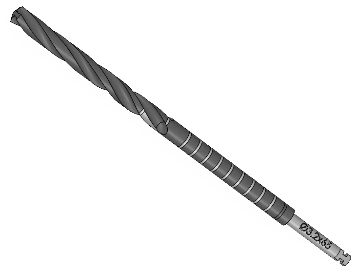 Twist drill, Ø3.20 × 65 mm, ZE Series Surgical Kit
